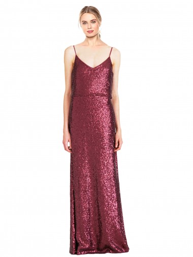 Wholesale Sequin High Neck A-Line Burgundy Formal Evening Dress UK