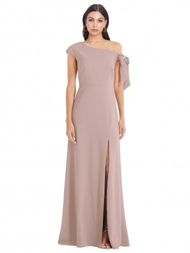 Wholesale Stretch Crepe Off the Shoulder A-Line Dusty Pink Formal Evening Dress UK