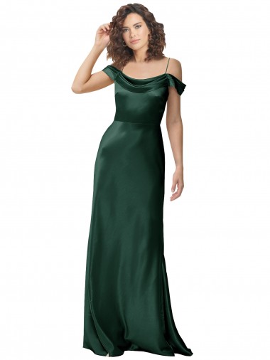 Wholesale Stretch Satin Spaghetti Straps V-Back A-Line Hunter Formal Evening Dress UK