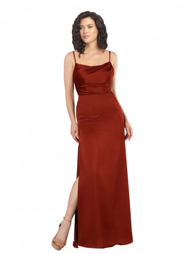 Wholesale Silky Satin Square Neck Low Back A-Line Red Formal Evening Dress UK