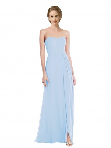 Wholesale Soft Chiffon Sweetheart A-Line Light Sky Blue Evening Dress UK