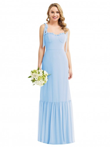 Wholesale Soft Chiffon Sweetheart A-Line Light Sky Blue Semi Formal Evening Dress UK