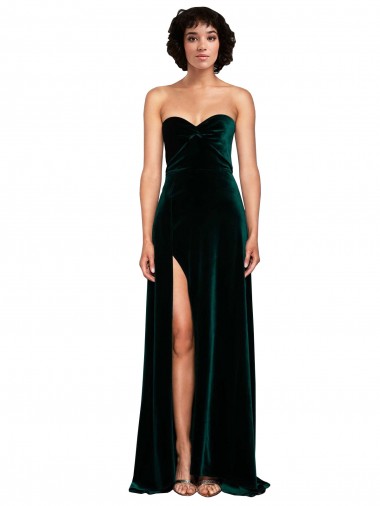 Wholesale Stretch Velvet Sweetheart Low Back A-Line Dark Green Semi Formal Evening Dress UK