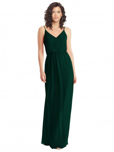 Wholesale Soft Chiffon V-Neck Low Back A-Line Ever Green Semi Formal Evening Dress UK