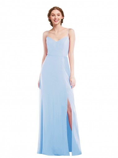 Wholesale Soft Chiffon V-Neck A-Line Light Sky Blue Formal Evening Dress UK