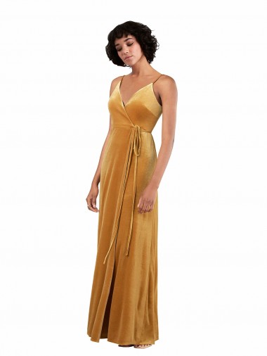 Wholesale Stretch Velvet V-Neck V-Back Column Gold Black Tie Evening Dress UK