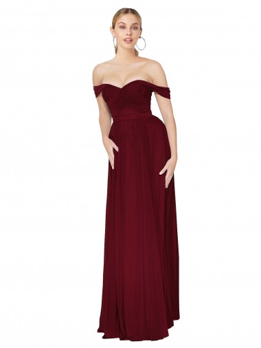 Wholesale Soft Chiffon High Neck Mermaid Burgundy Evening Dress UK