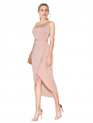 Wholesale Stretch Crepe High Neck Mermaid Mauve Evening Dress UK