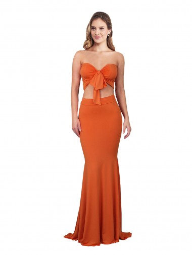 Wholesale Spandex Strapless Mermaid Orange Formal Evening Dress UK