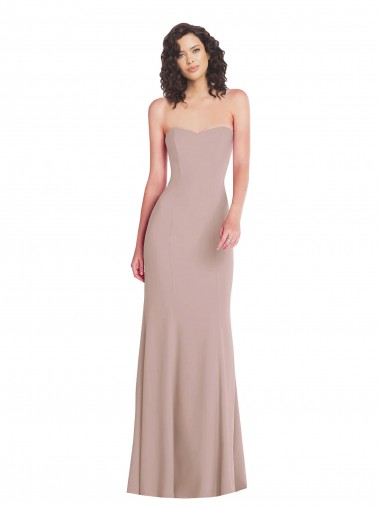 Wholesale Stretch Crepe Strapless Mermaid Dusty Pink Evening Dress UK