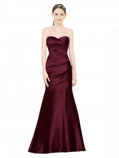 Wholesale Satin Sweetheart Low Back Mermaid Burgundy Formal Evening Dress UK