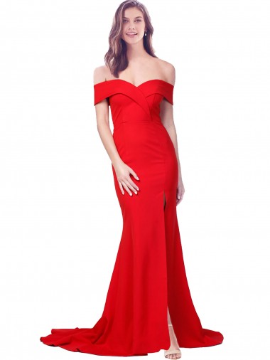 Wholesale Stretch Crepe Sweetheart Mermaid Red Evening Dress UK