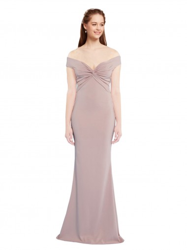 Wholesale Stretch Crepe V-Neck Keyhole Back Mermaid Dusty Pink Formal Evening Dress UK