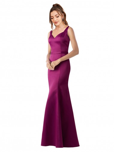 Wholesale Satin Bateau Neck Open Back Sheath Merlot Black Tie Evening Dress UK