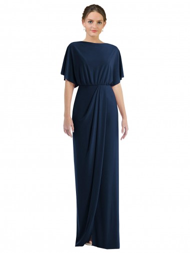 Wholesale Spandex Bateau Neck Open Back Sheath Dark Navy Semi Formal Evening Dress UK