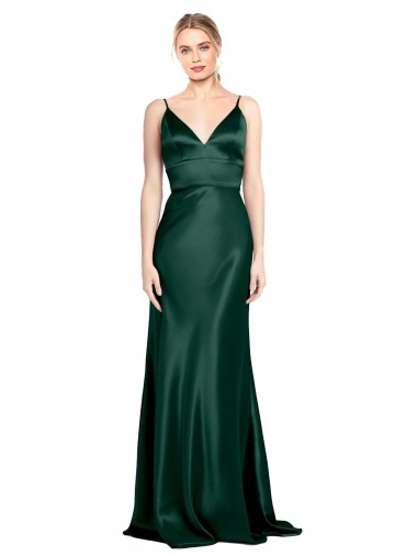 Wholesale Stretch Satin High Neck V-Back Sheath Hunter Formal Evening Dress UK