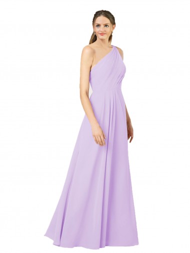 Wholesale Soft Chiffon One Shoulder Sheath Lilac Formal Evening Dress UK