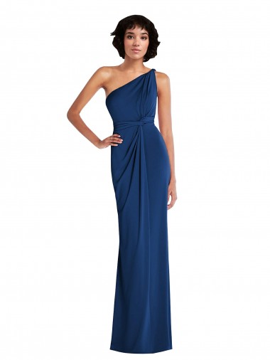 Wholesale Spandex One Shoulder Sheath Royal Blue Semi Formal Evening Dress UK