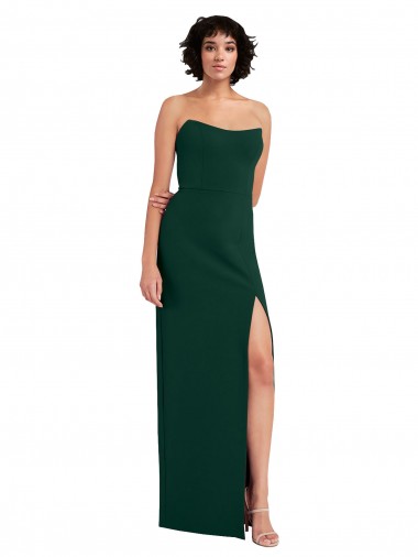 Wholesale Stretch Crepe Strapless Low Back Sheath Midnight Green Formal Evening Dress UK