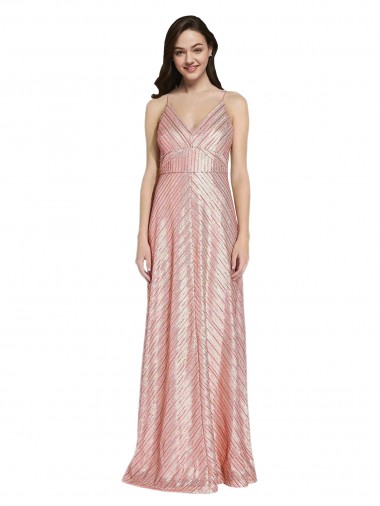 Wholesale Sequin V-Neck Low Back Sheath Rose Gold Formal Evening Dress UK