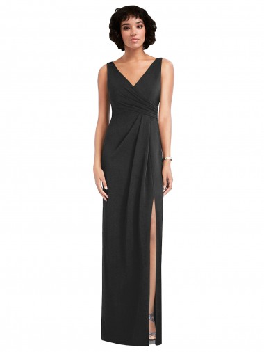 Wholesale Spandex V-Neck V-Back Sheath Black Formal Evening Dress UK