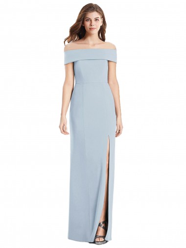 Wholesale Stretch Crepe Off the Shoulder Trumpet Light Sky Blue Evening Dress UK