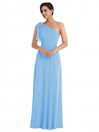 Wholesale Soft Chiffon One Shoulder Trumpet Periwinkle Semi Formal Evening Dress UK