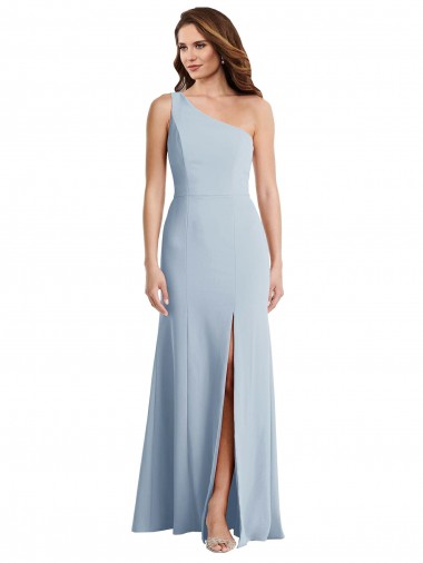 Wholesale Stretch Crepe One Shoulder Trumpet Light Sky Blue Formal Evening Dress UK