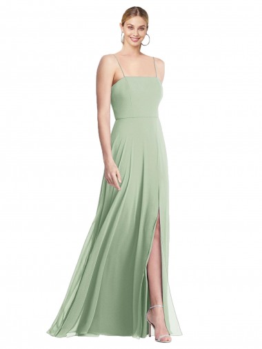 Wholesale Soft Chiffon Square Neck Low Back Trumpet Sage Formal Evening Dress UK