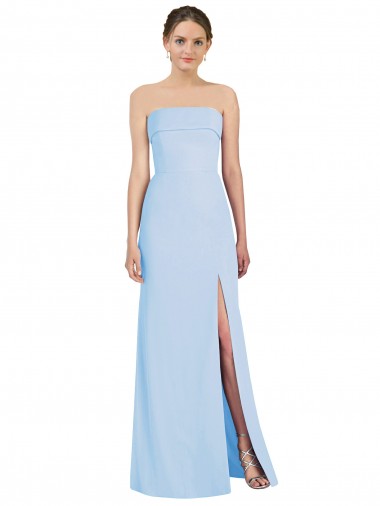 Wholesale Soft Chiffon Strapless Low Back Trumpet Light Sky Blue Black Tie Evening Dress UK