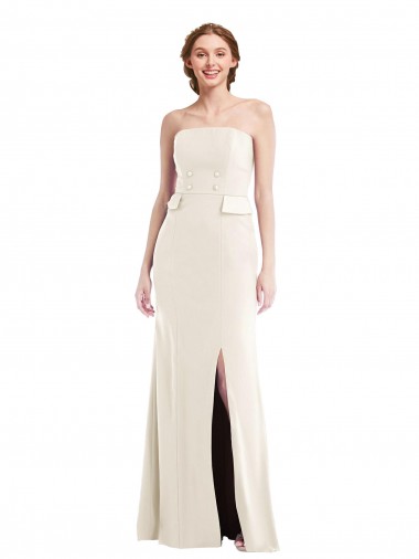 Wholesale Stretch Crepe Strapless Trumpet Ivory Semi Formal Evening Dress UK