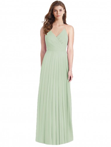 Wholesale Soft Chiffon V-Neck Trumpet Sage Semi Formal Evening Dress UK