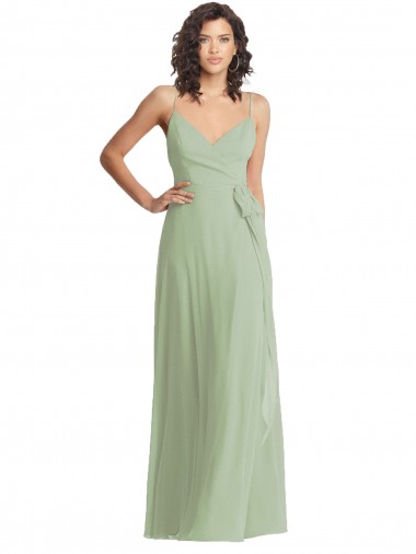 Wholesale Soft Chiffon V-Neck Trumpet Smoke Green Formal Evening Dress UK